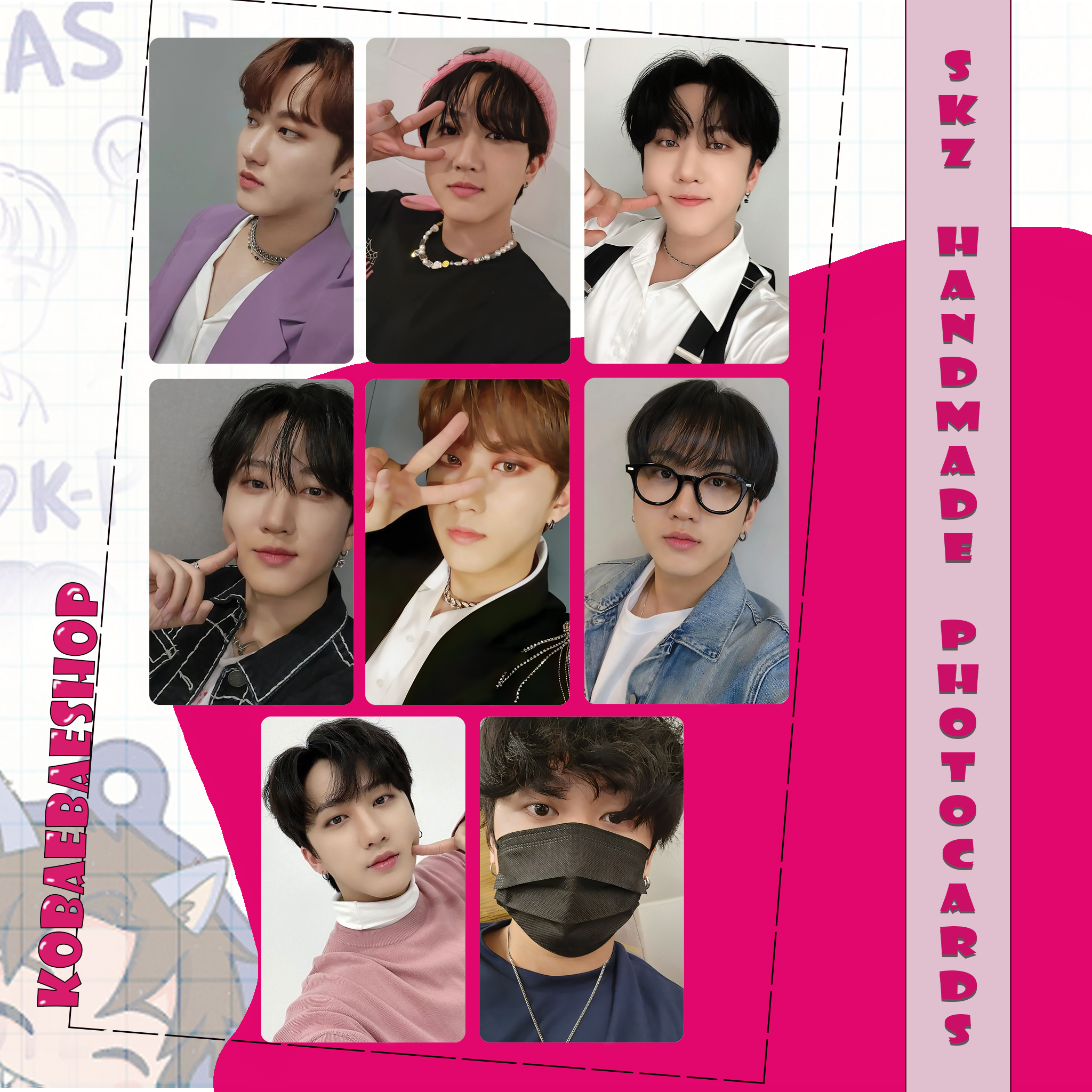 Skz - Bin Handmade photocards kpop inspired - Bias set 4