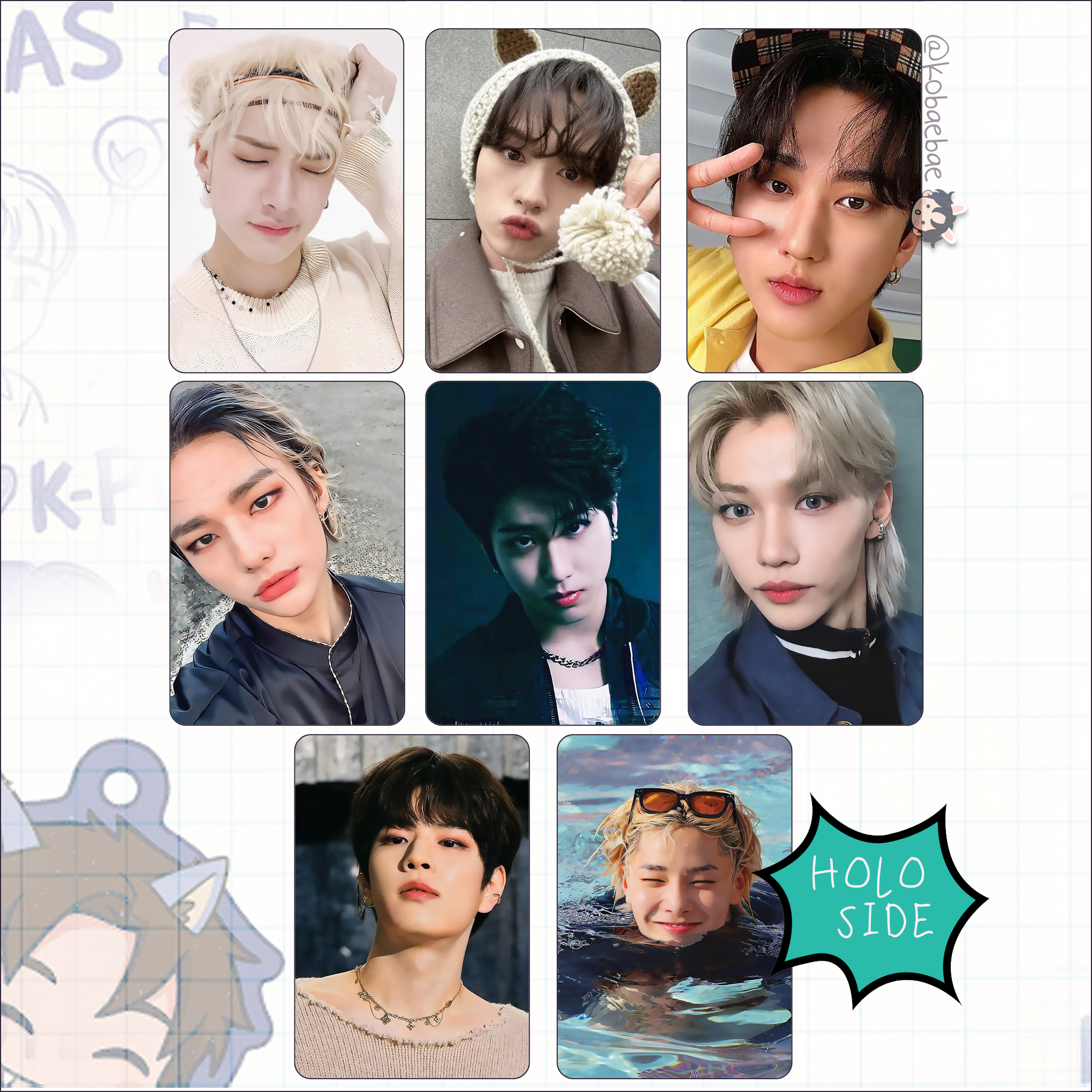 Skz - Handmade photocards kpop inspired - Holo set broken glass 1