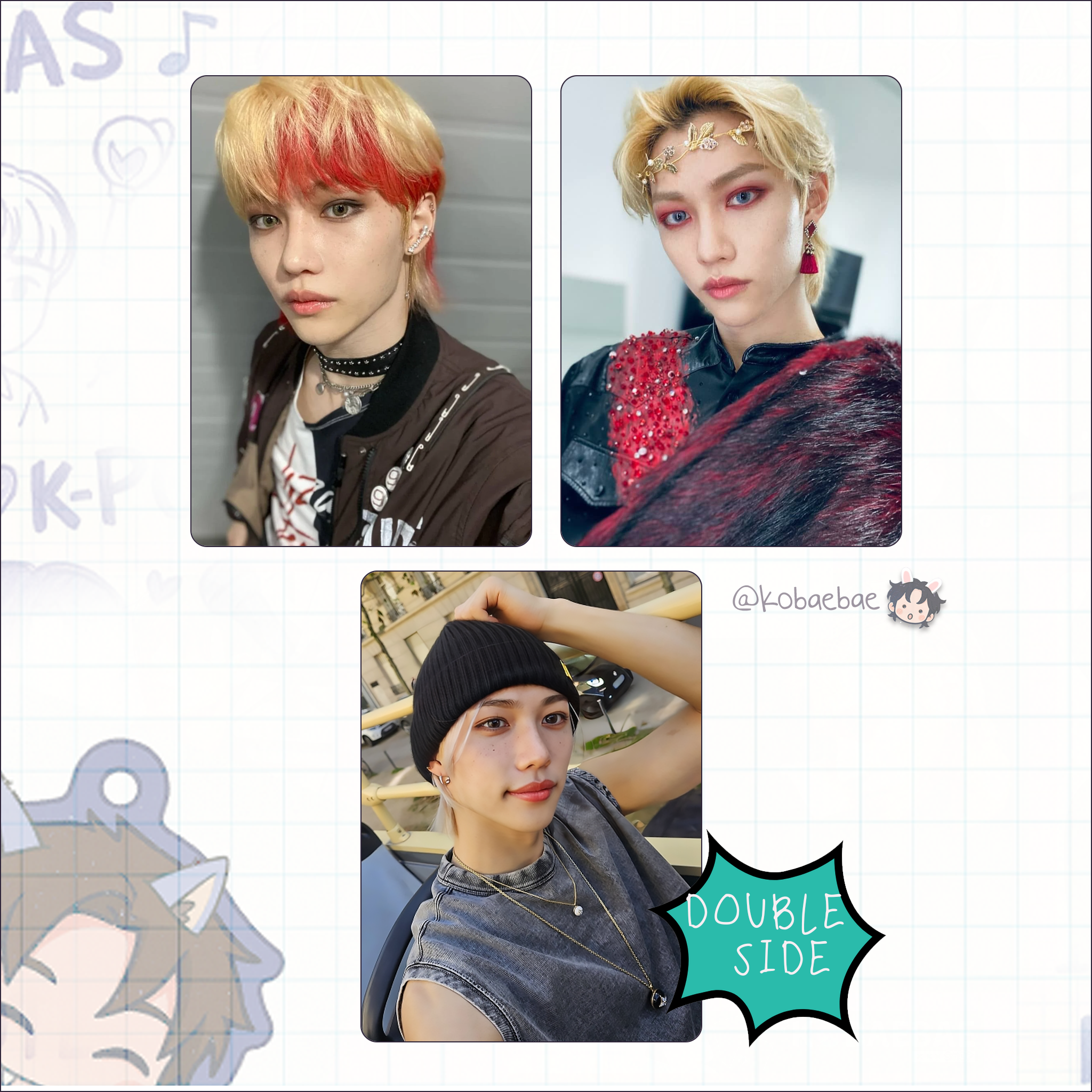 Stray Kids (Skz) -Lix Handmade photocards kpop inspired - Double side pack
