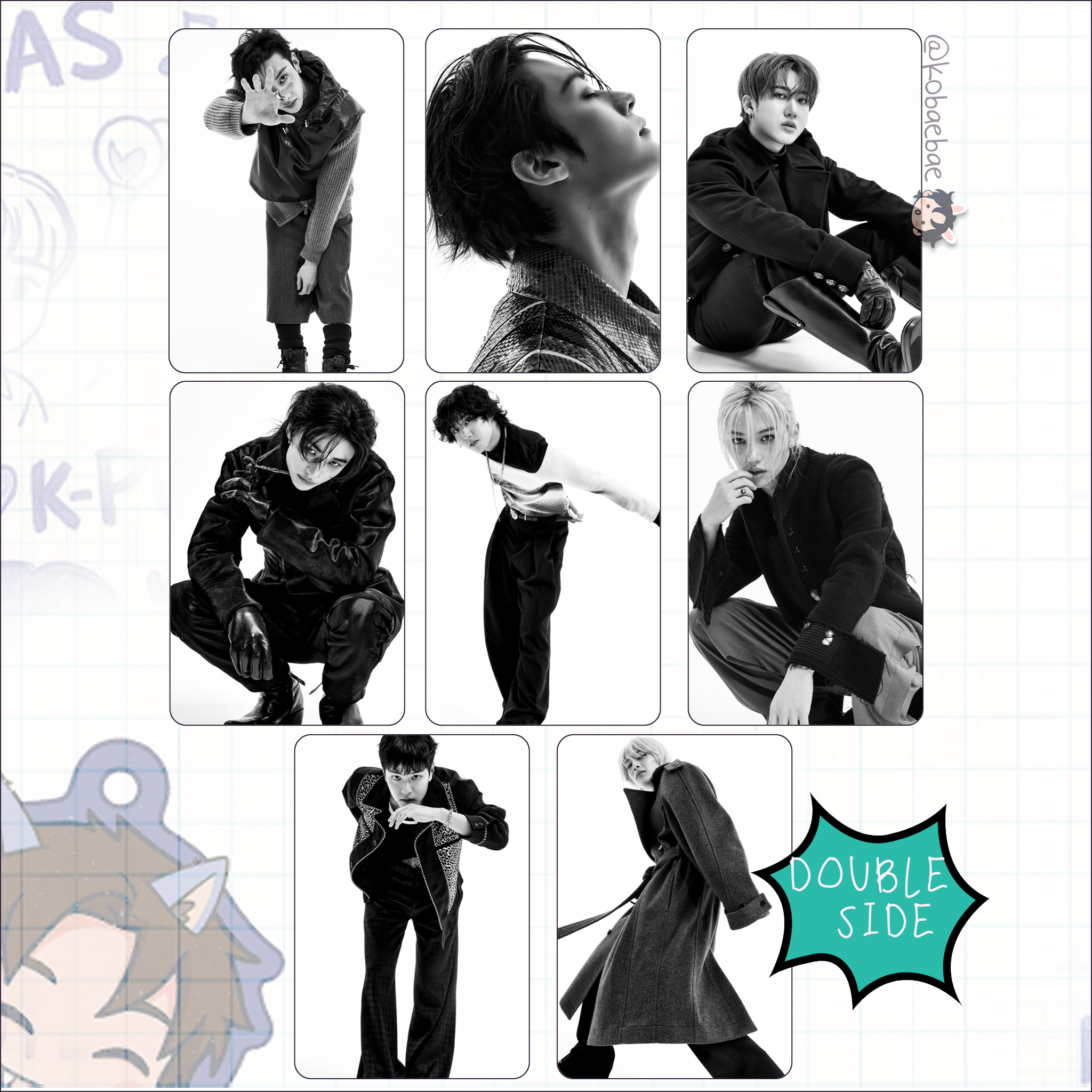 Skz - R.S. Handmade photocards kpop inspired - Double Side Bias Set
