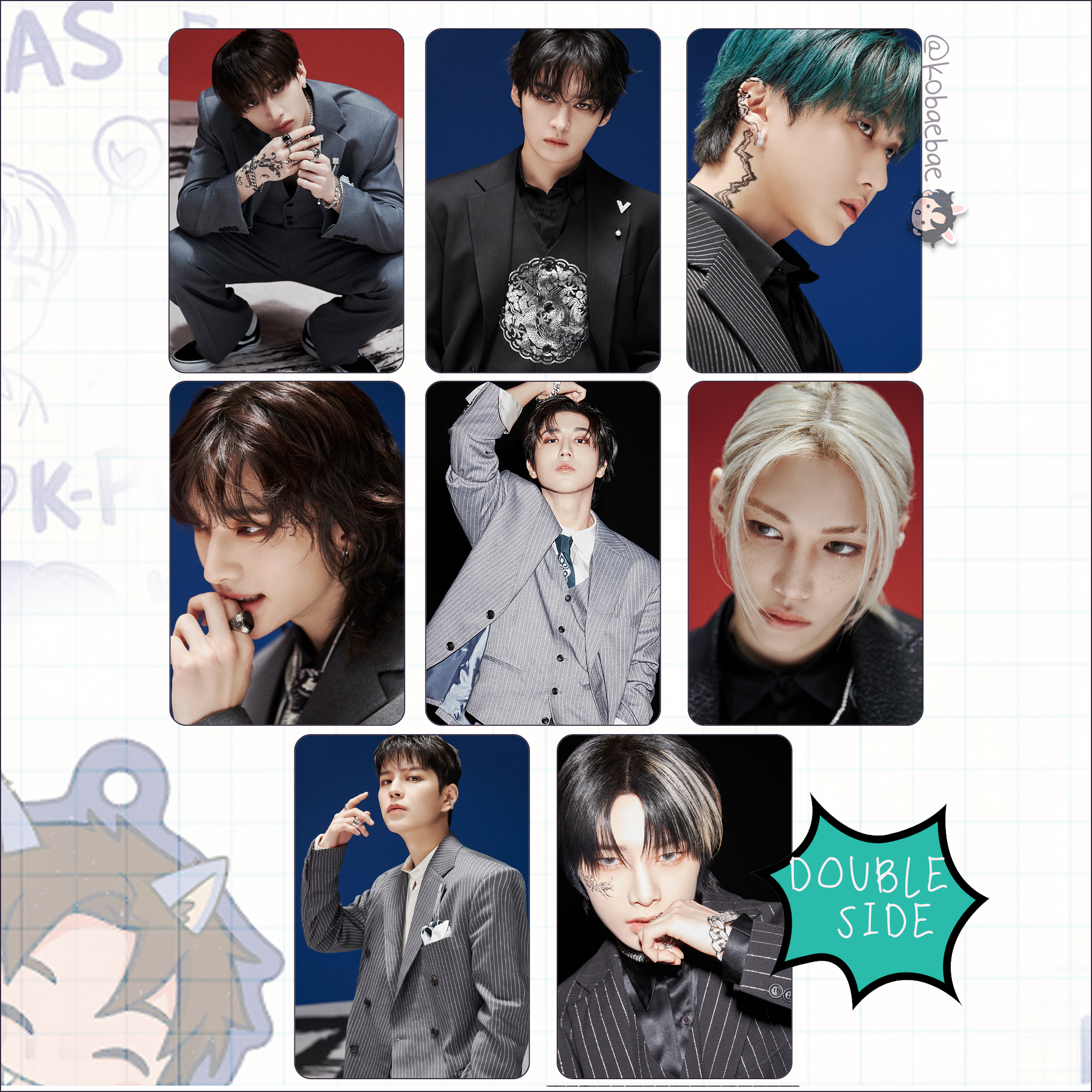 Skz - H.o.p Handmade photocards kpop inspired - Double side set 2