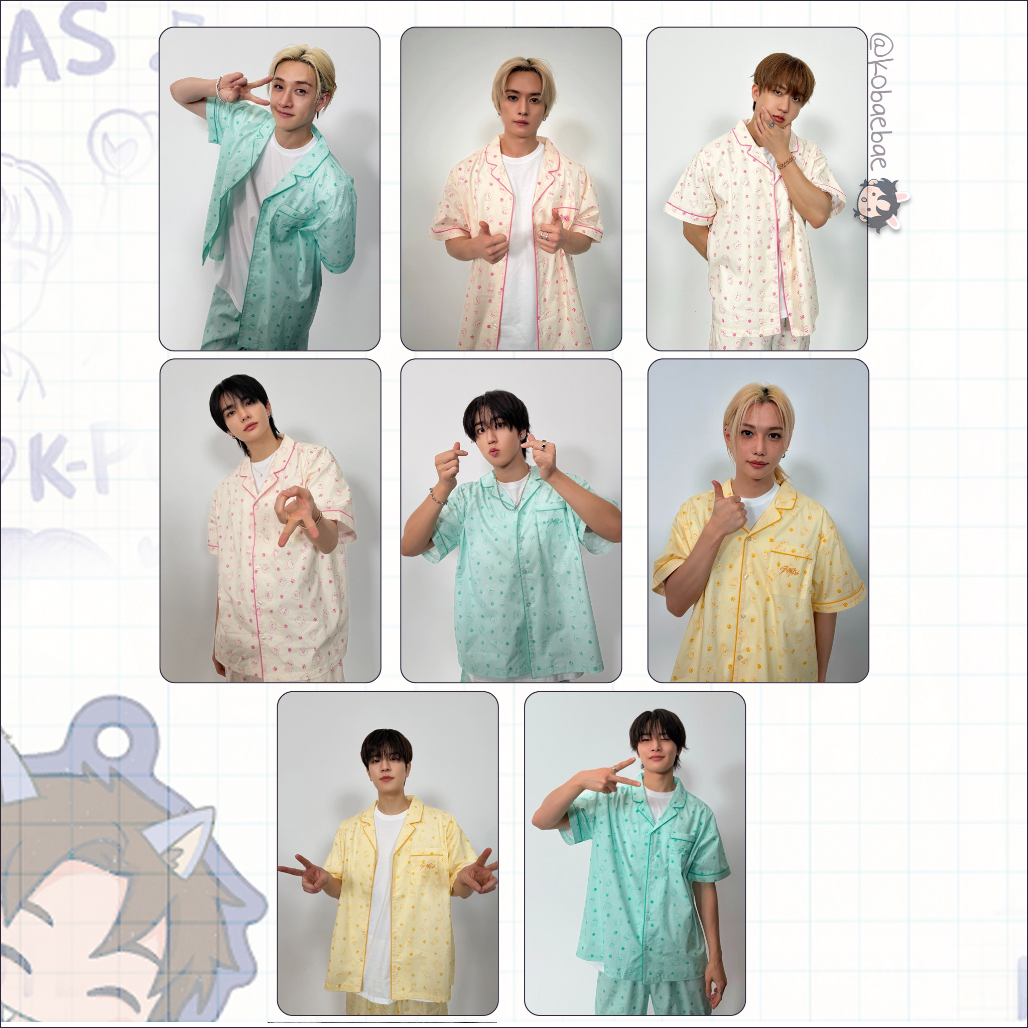 Skz -  Handmade photocards kpop inspired - Bias set Pajamas Selfie