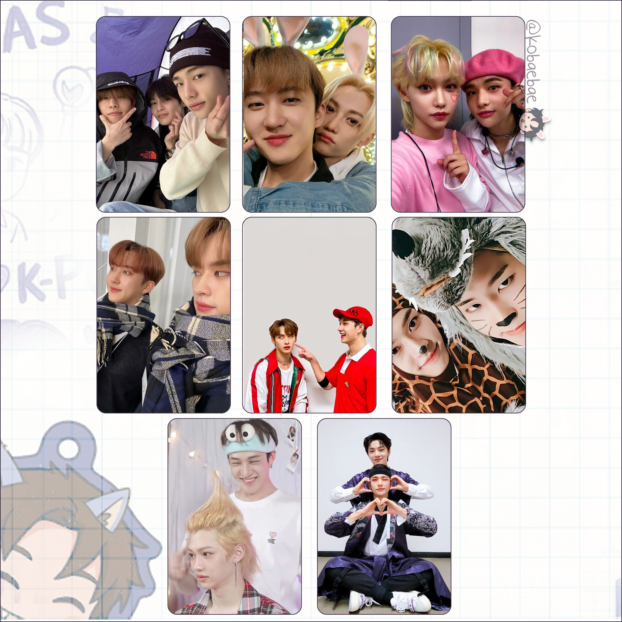 Stray Kids (Skz) - Ot8 Unit Handmade photocards kpop inspired - Bias set 1