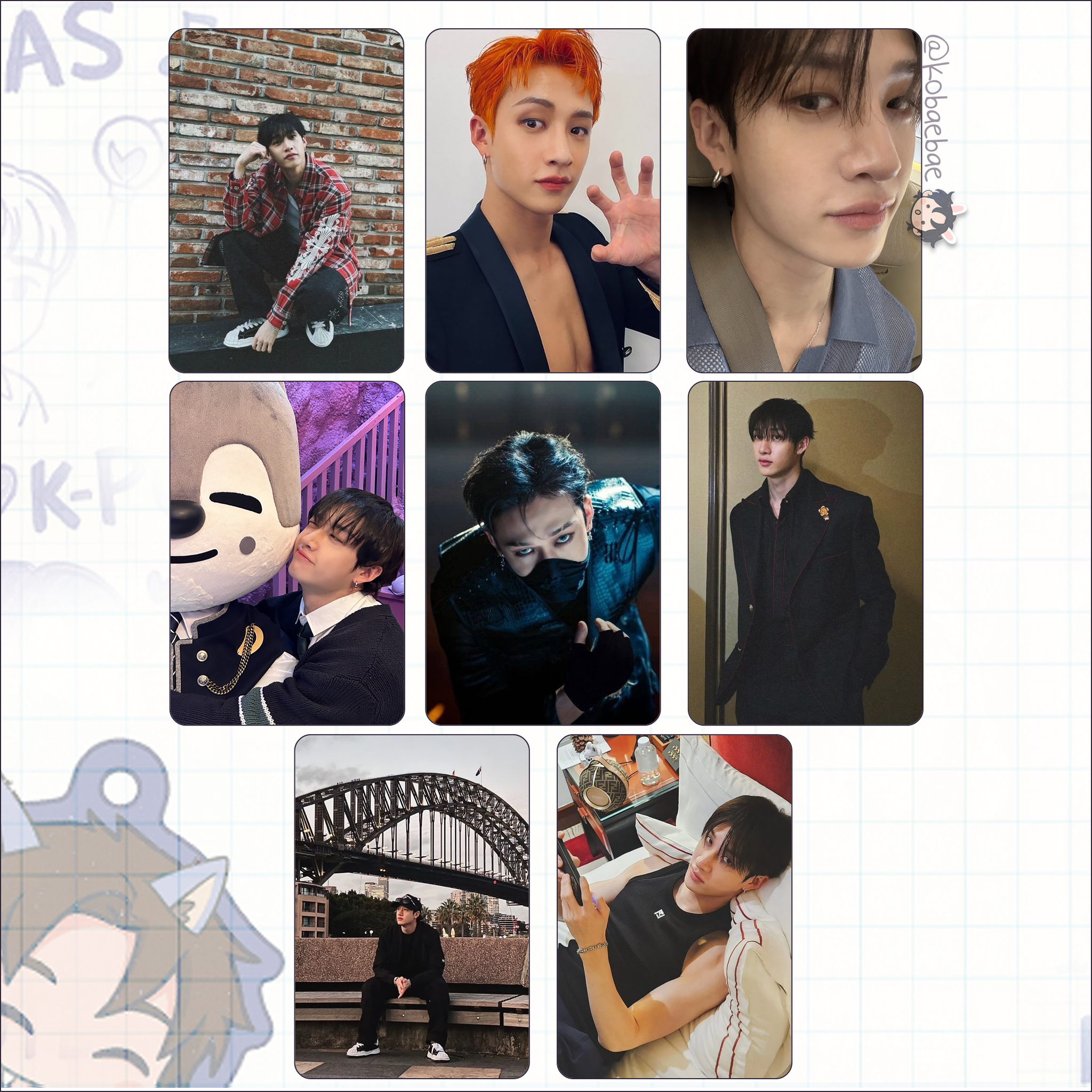 Skz (Stray Kids) - Bang Chan handmade photocards kpop inspired - Set 10