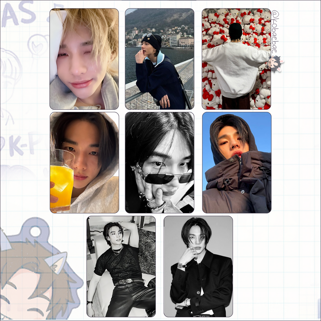 Skz (Stray Kids) - Hyunjin handmade photocards kpop inspired - Set 9