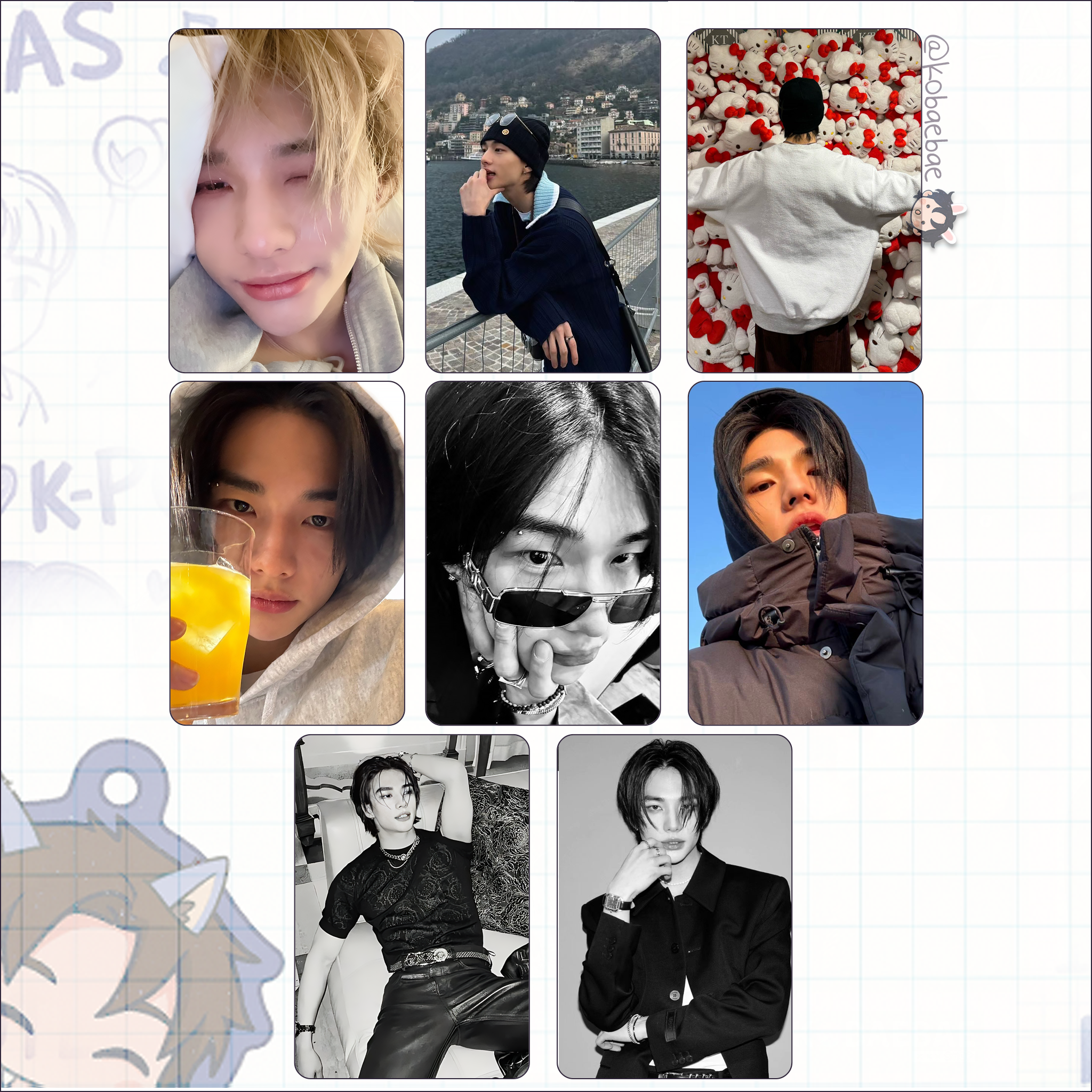 Skz (Stray Kids) - Hyunjin handmade photocards kpop inspired - Set 9