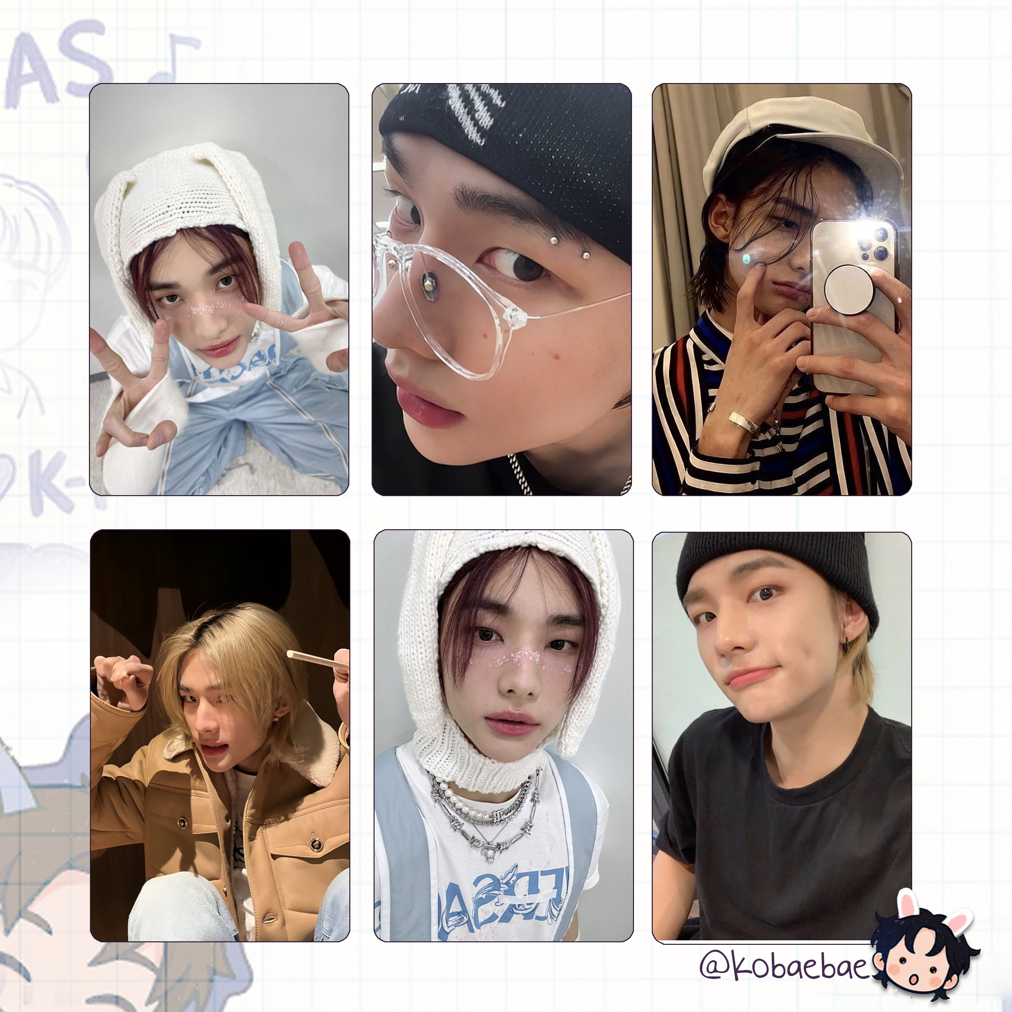 Skz (Stray Kids) - Hyunjin handmade photocards kpop inspired - Set 8