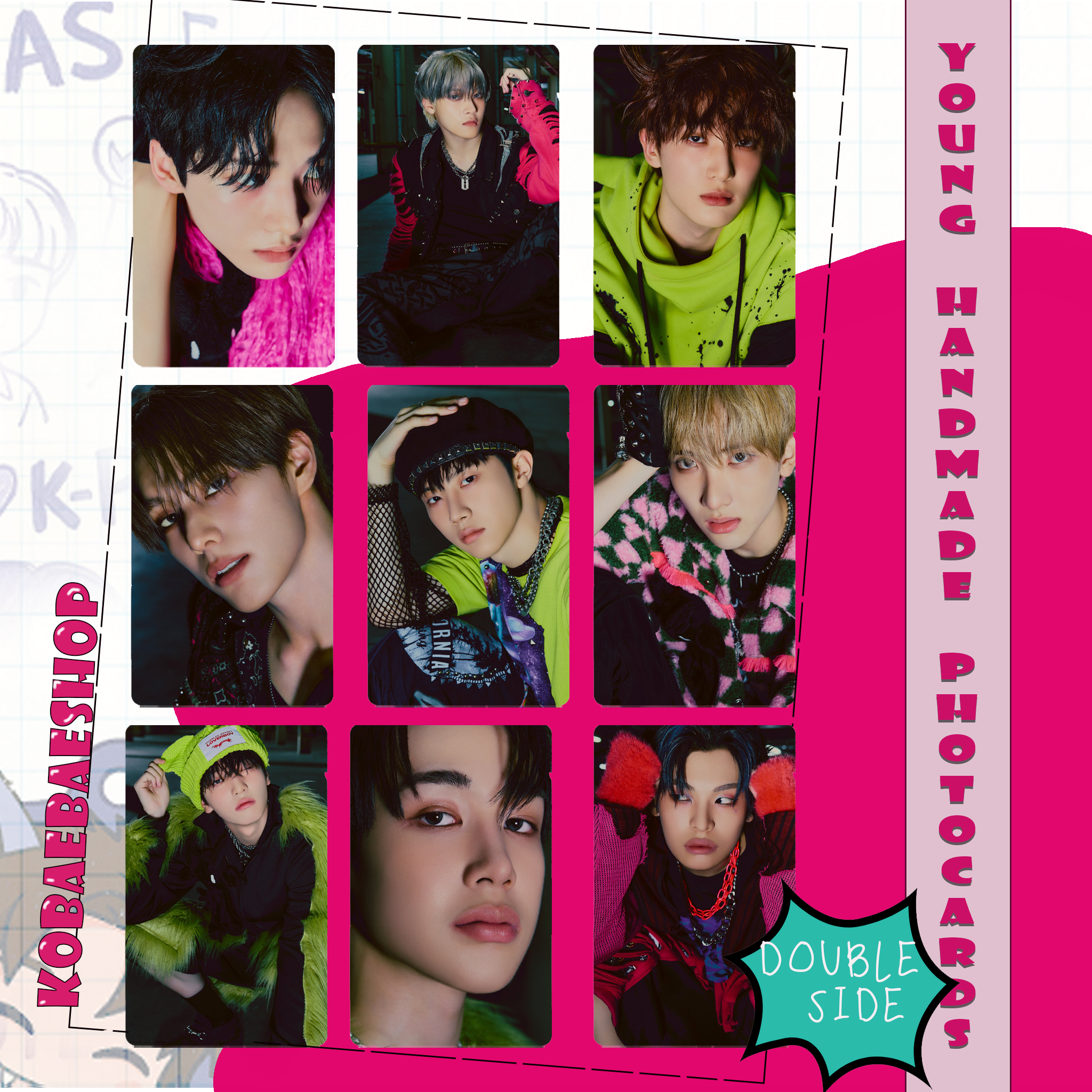Xkrs - Watch Out (Bittersw. vers)  Handmade photocards kpop inspired - Double side set