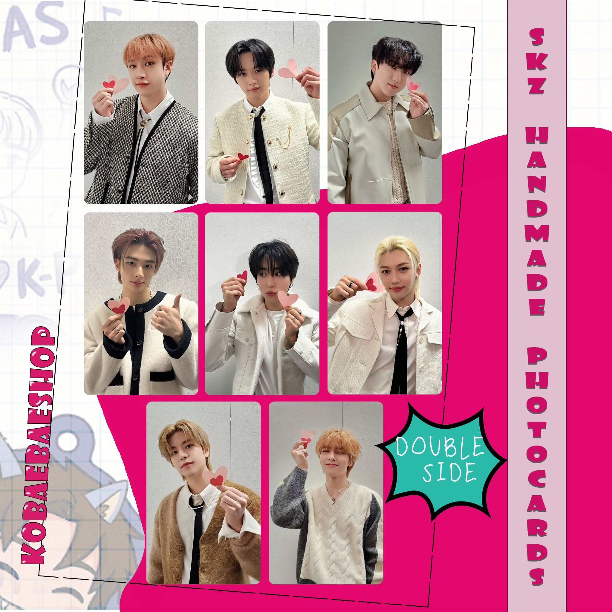Skz - Be my Valentine Handmade photocards kpop inspired - Double side set