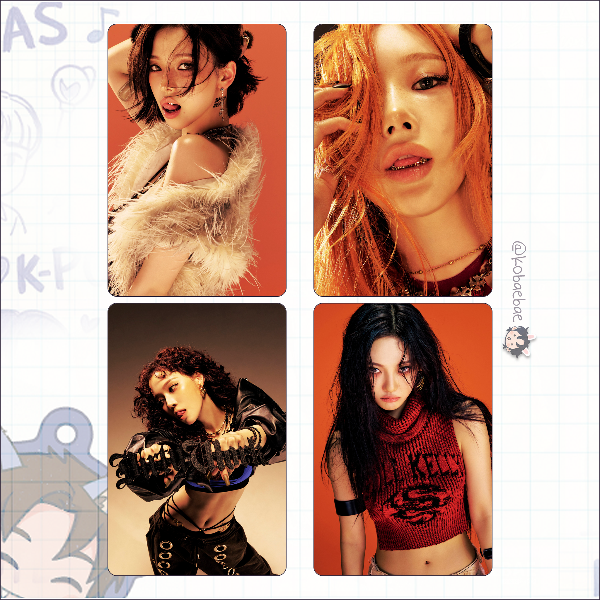 Aespa - Dirty Work Dirty Worker handmade photocards kpop inspired - double side set