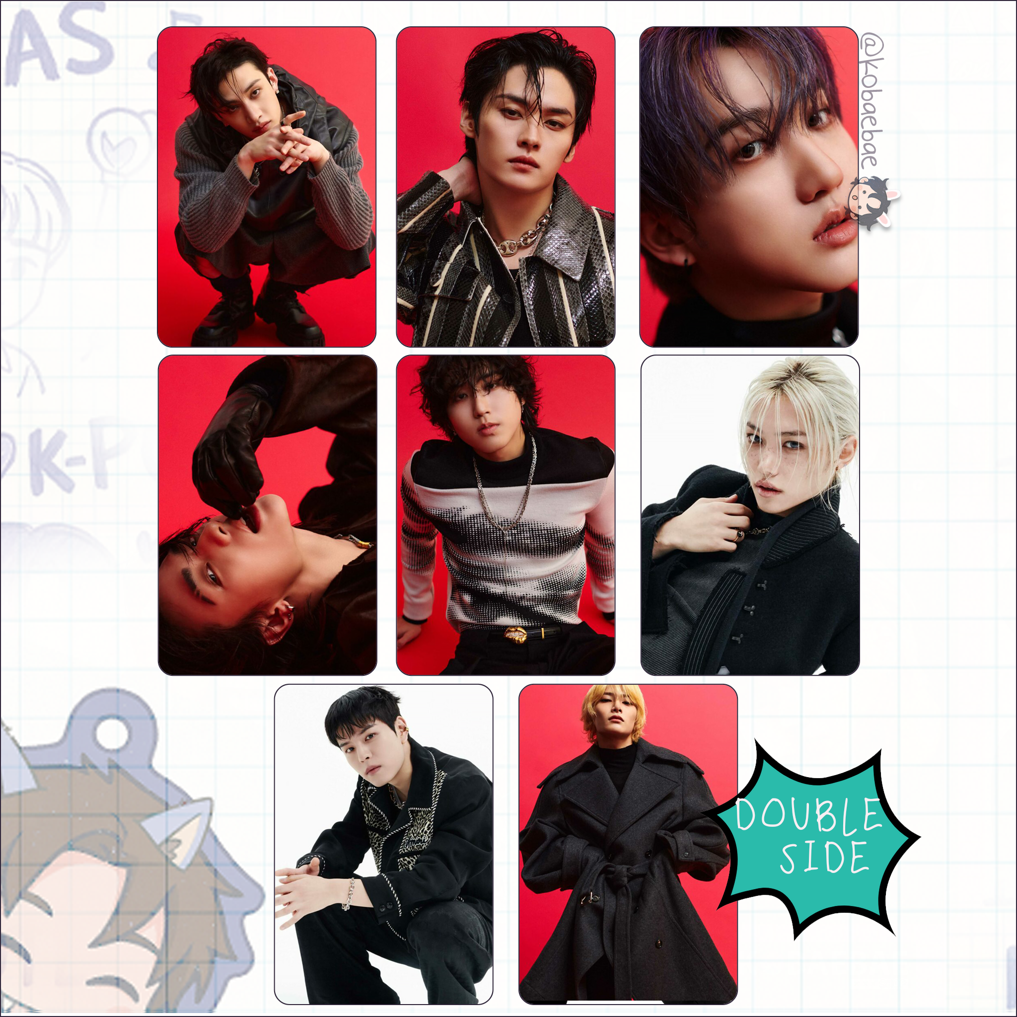 Skz - R.S. Handmade photocards kpop inspired - Double Side Bias Set