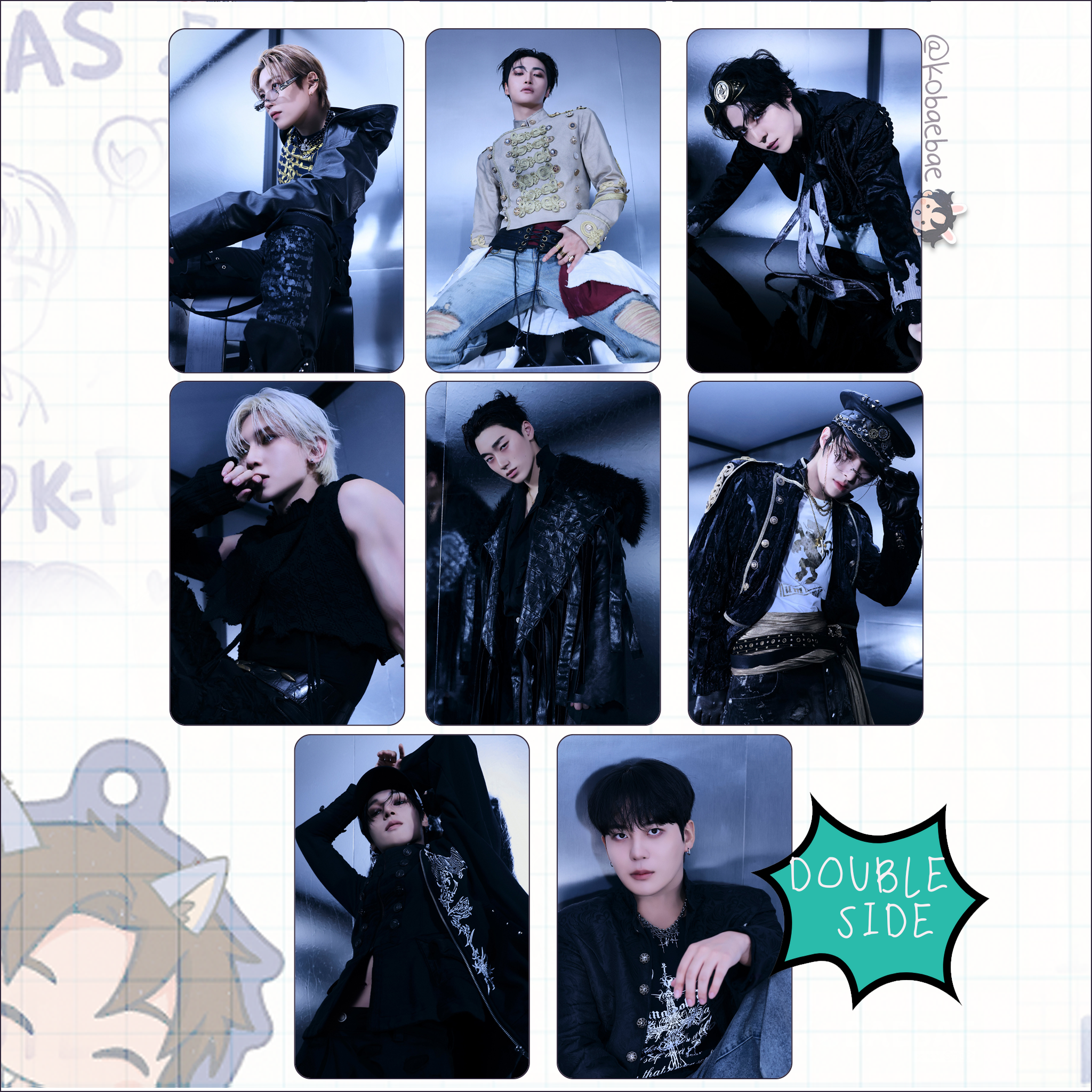 Ateez (Atz) - Golden H. 4 -  Handmade photocards kpop inspired - Double side set 3