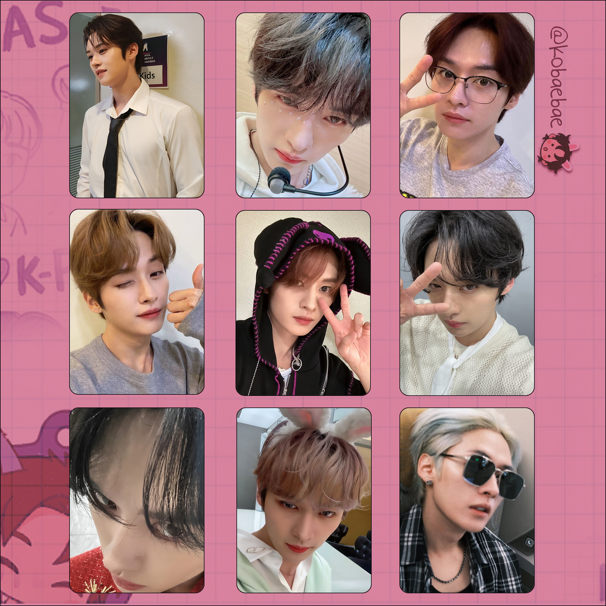 Stray Kids (Skz) - Lino Handmade photocards kpop inspired - Bias set 7