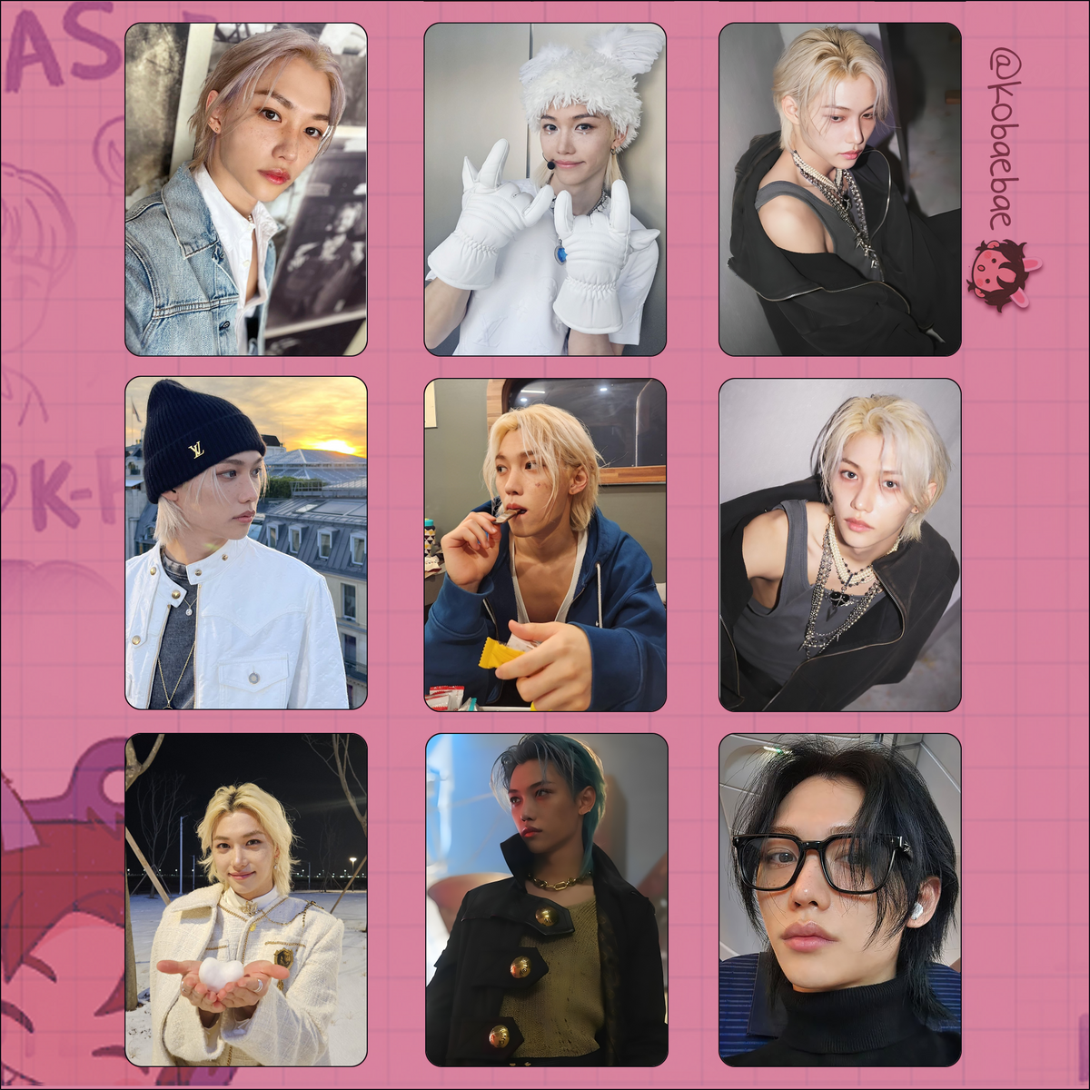 Stray Kids (Skz) - Lix Handmade photocards kpop inspired - Bias set 7