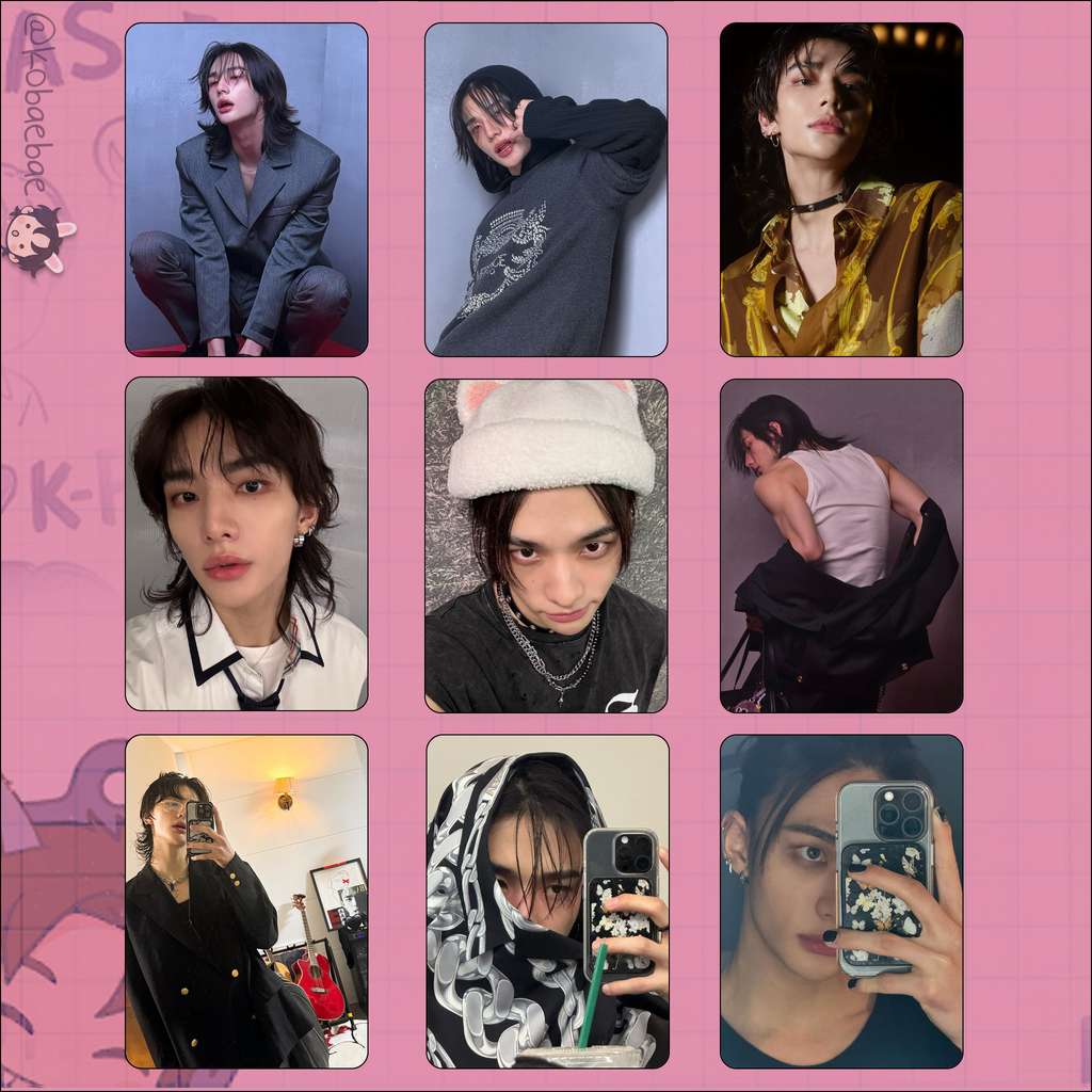Skz (Stray Kids) - Hyunjin handmade photocards kpop inspired - Set 10