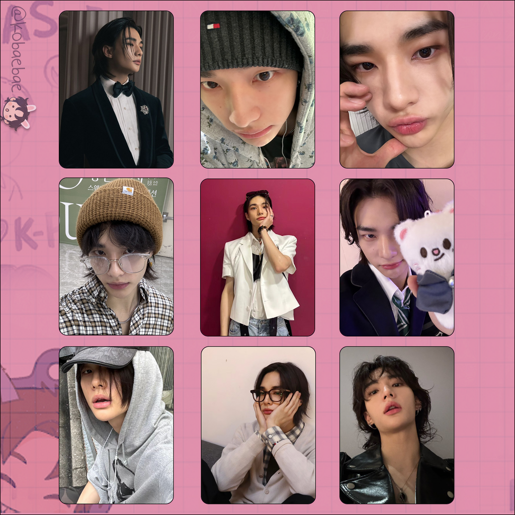 Skz (Stray Kids) - Hyunjin handmade photocards kpop inspired - Set 9