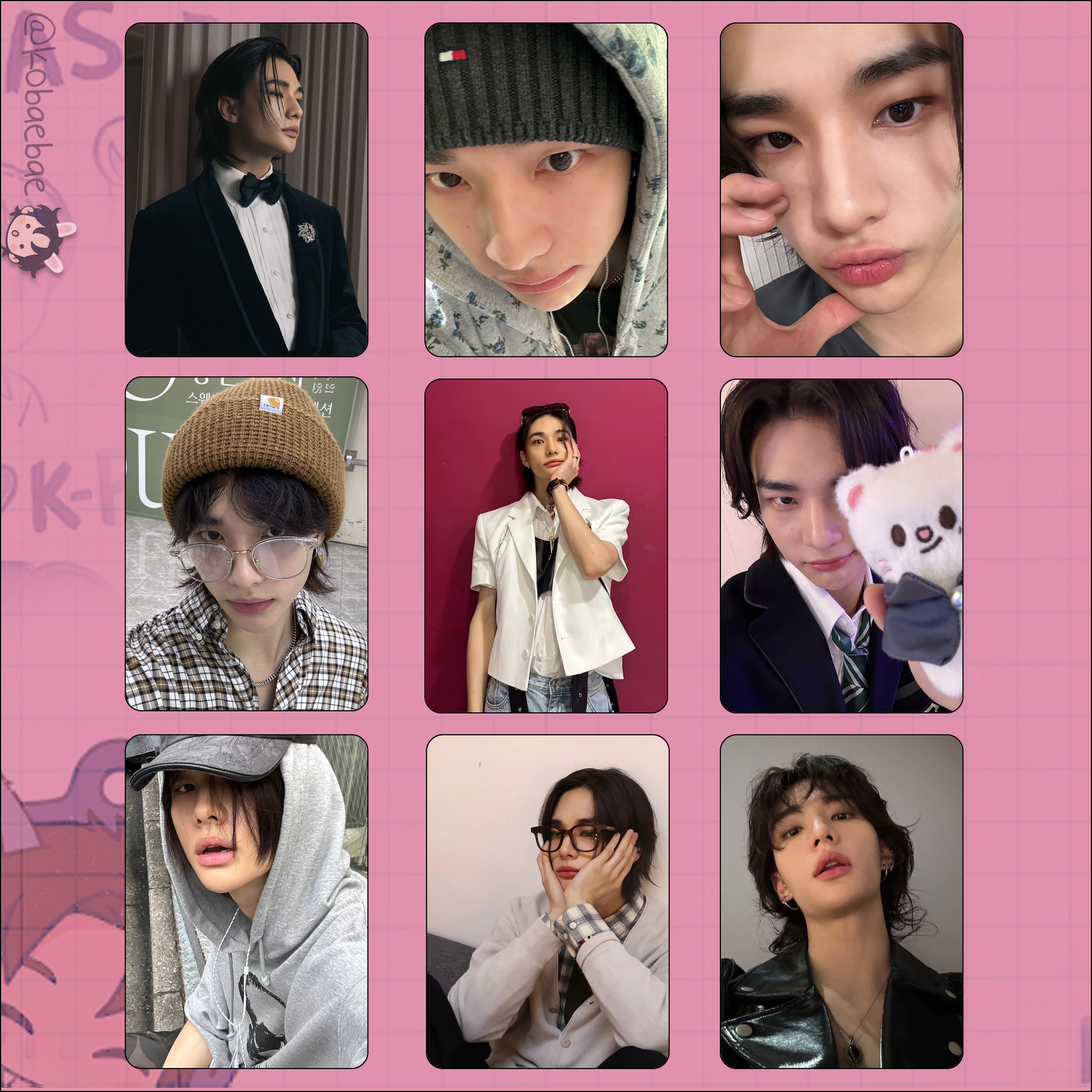 Skz (Stray Kids) - Hyunjin handmade photocards kpop inspired - Set 9