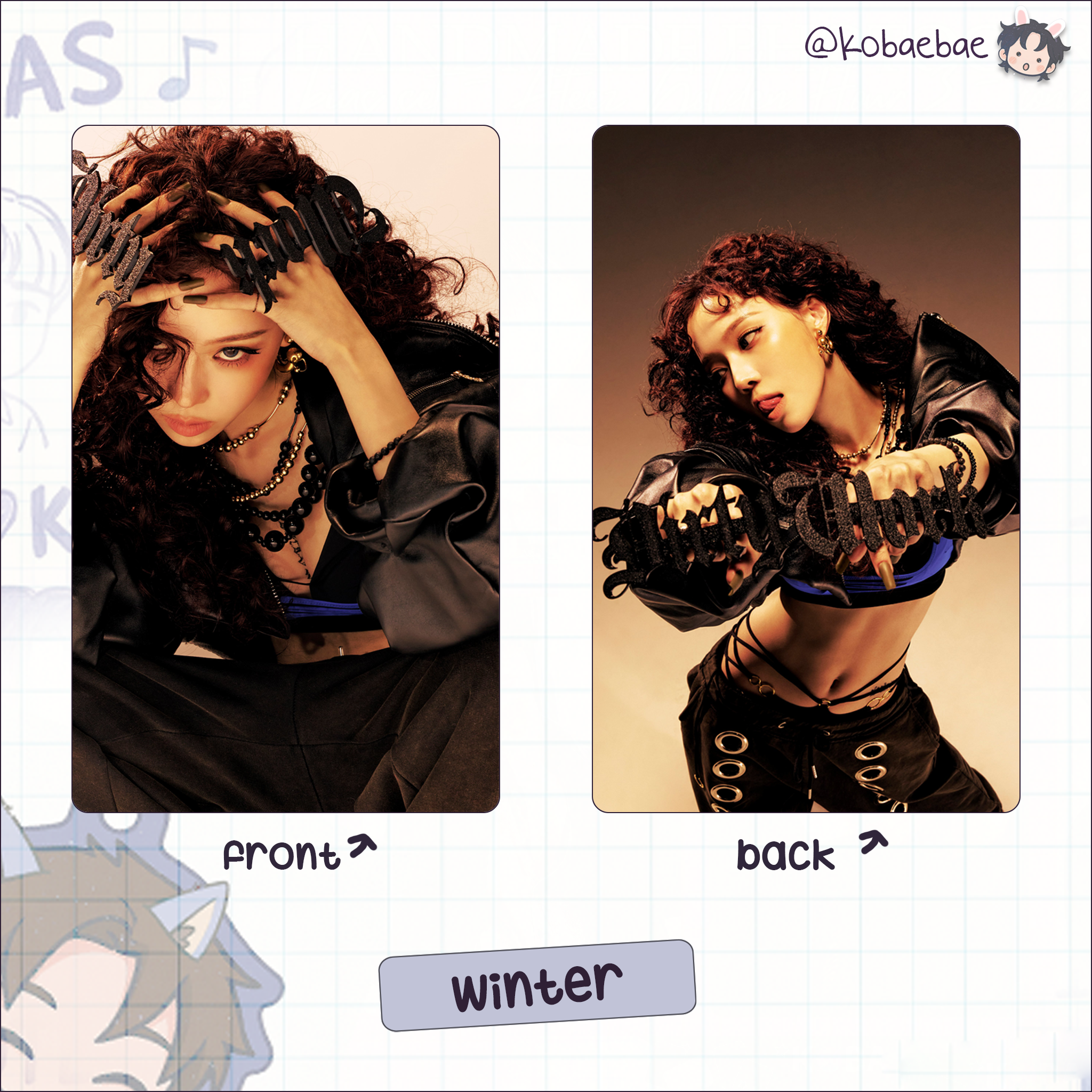 Aespa - Dirty Work Dirty Worker handmade photocards kpop inspired - double side set
